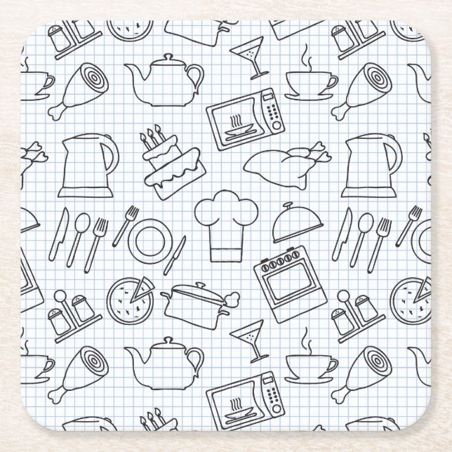 Kitchen Pattern 4 Square Paper Coaster (Front)