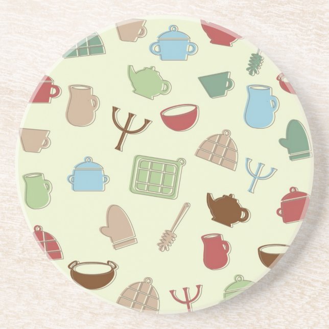 Kitchen pattern drink coaster (Front)
