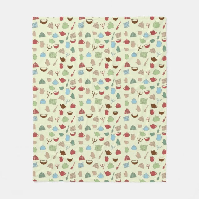 Kitchen pattern fleece blanket (Front)