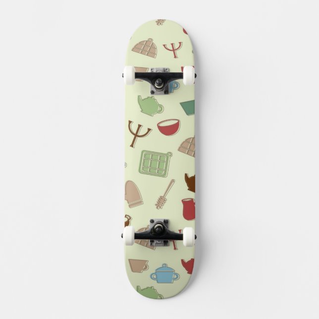Kitchen pattern skateboard deck (Front)
