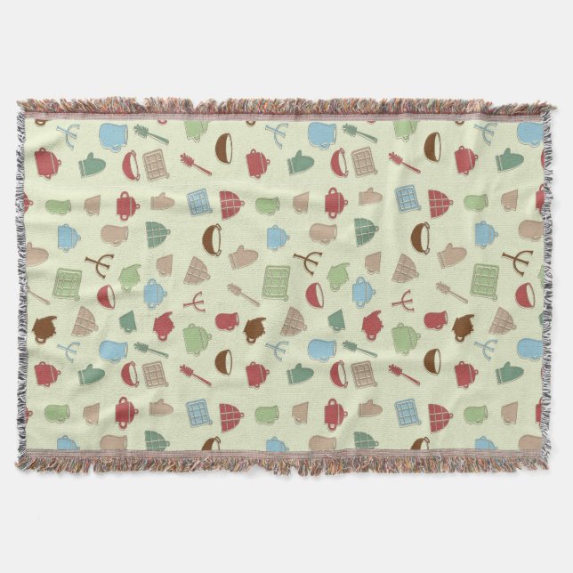 Kitchen pattern throw blanket (Front)
