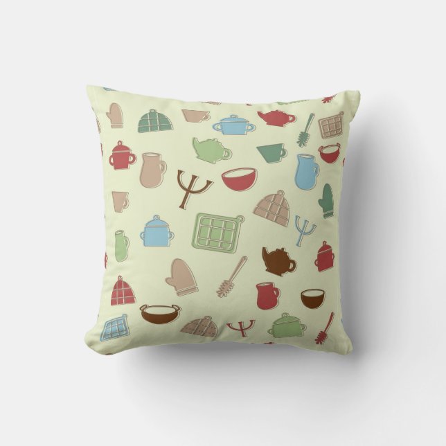 Kitchen pattern throw pillow (Front)