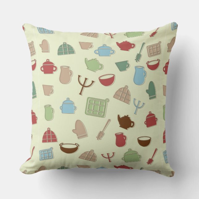 Kitchen pattern throw pillow (Front)