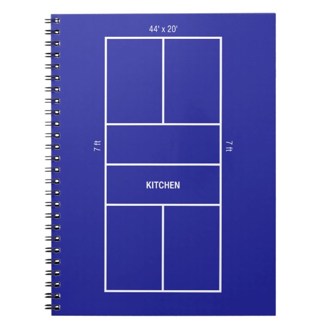 Kitchen Pickleball Court Diagram Notebook (Front)