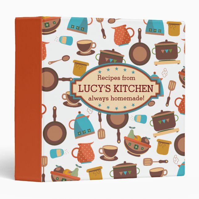 Kitchen pots pans utensils cooking catering chef 3 ring binder (Front/Spine)