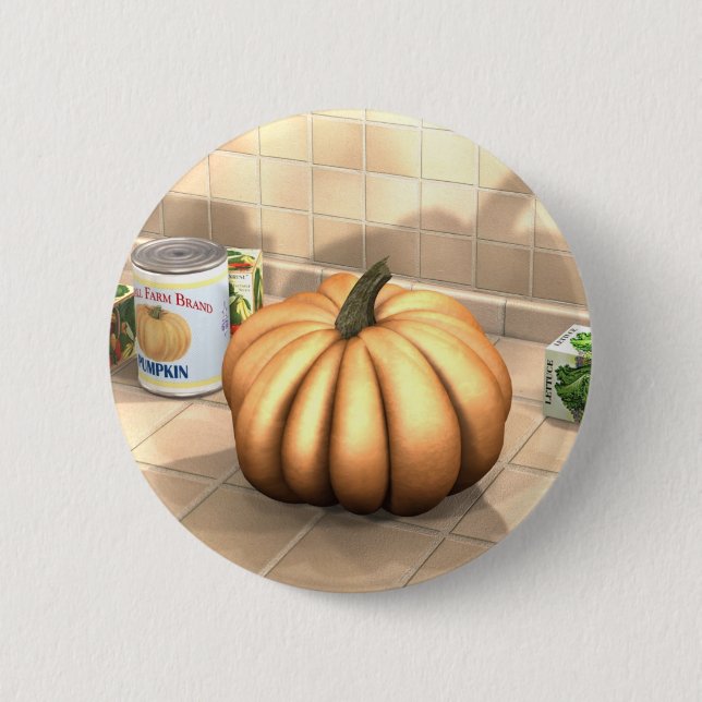Kitchen Pumpkin Pinback Button (Front)