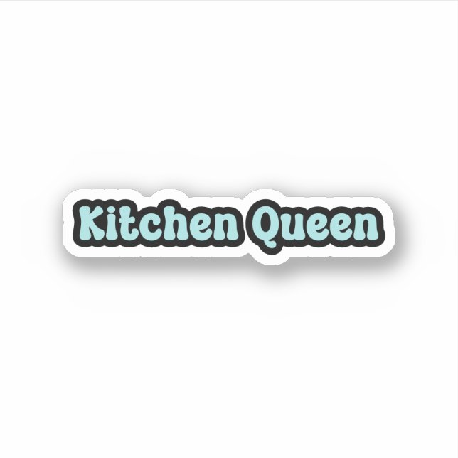 Kitchen Queen Blue Retro Text Sticker (Front)