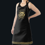 Kitchen Queen Gold Crown Custom Name Apron<br><div class="desc">This design is for a kitchen queen featuring a gold crown illustration with a custom name. Changeable apron color.</div>