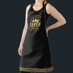 Kitchen Queen Gold Crown Custom Name Apron<br><div class="desc">This design is for a kitchen queen featuring a gold crown illustration with a custom name. Changeable apron color.</div>