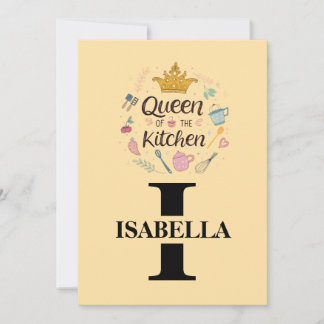 Kitchen Queen Name Monogram Design Holiday Card