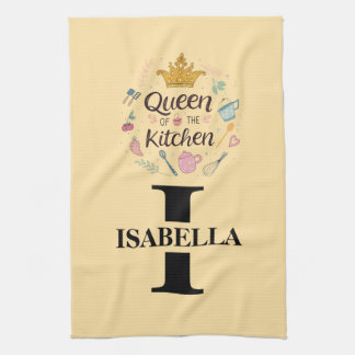 Kitchen Queen Name Monogram Design Towel