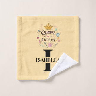 Kitchen Queen Name Monogram Design Wash Cloth