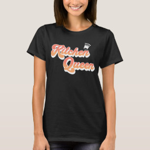 Kitchen Queen Pink Coral Text Crown Cute Cook T-Shirt