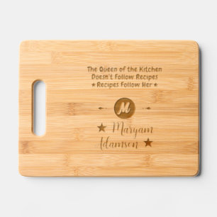Kitchen Queen's Name Custom Unique Monogrammed Engraved Cutting Board