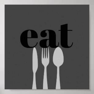 kitchen quote word art modern style eat poster