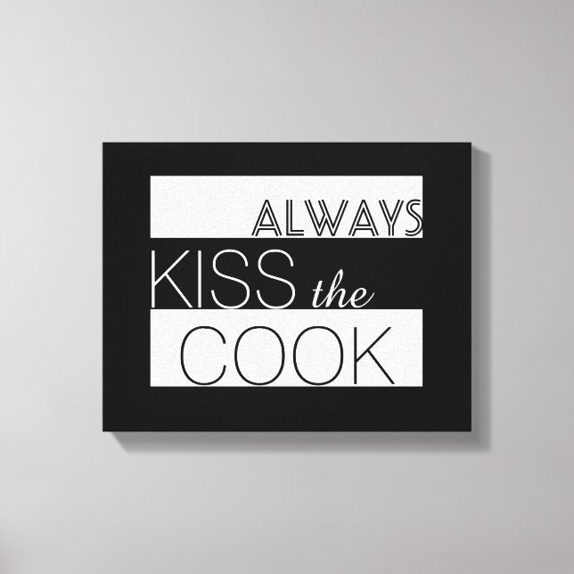 kitchen quote wrapped canvas bold black and white print (Front)