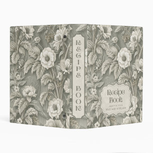 Kitchen Recipe Binder Organizer Sage Green Floral