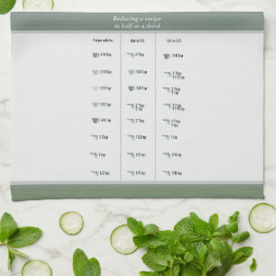 Kitchen Recipe Converter Half & Third in Neutrals Kitchen Towel