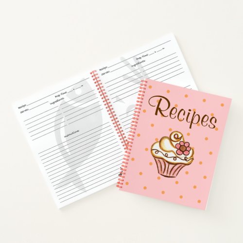 Kitchen Recipe Organizer Cupcake Gift Notebook