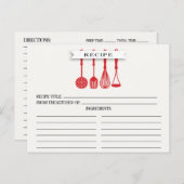 Kitchen Red Utensils Bridal Shower Recipe Cards (Front/Back)