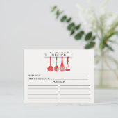 Kitchen Red Utensils Bridal Shower Recipe Cards (Standing Front)