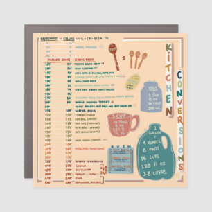 Kitchen Reference Cheat Sheet Car Magnet