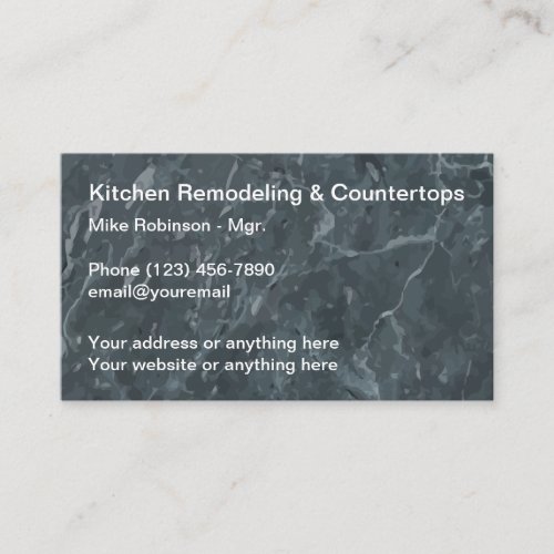 Kitchen Remodeling Stone Background Business Card