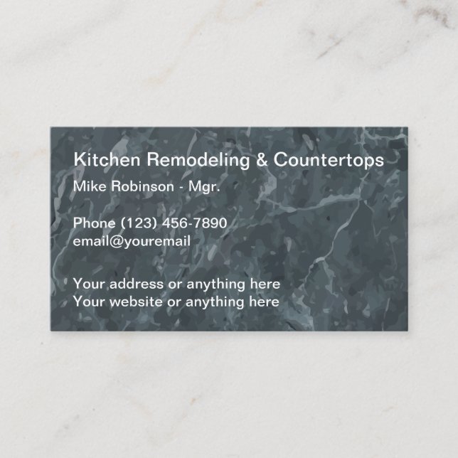 Kitchen Remodeling Stone Background Business Card (Front)