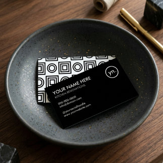 Kitchen Renovation Luxury Geometric Black & White Business Card