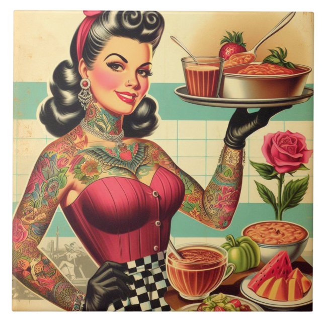 Kitchen Restaurant Pin-up Ceramic Tile (Front)