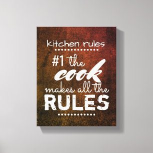 kitchen rules  canvas wall art humor quote