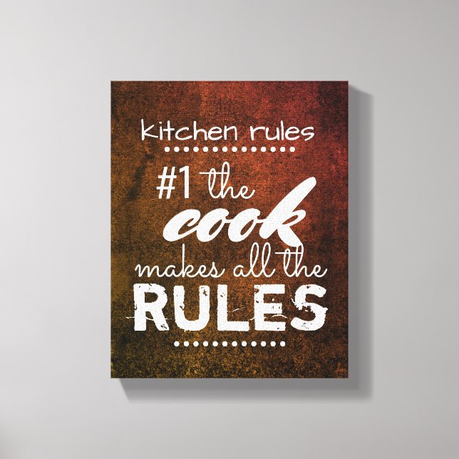 kitchen rules  canvas wall art humor quote (Front)