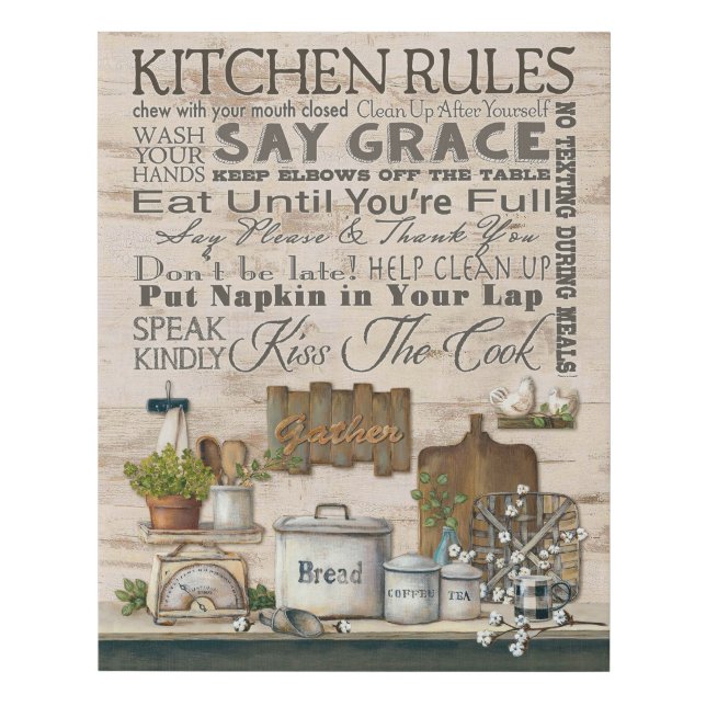 Kitchen Rules Inspirational & Motivational Faux Canvas Print (Front)
