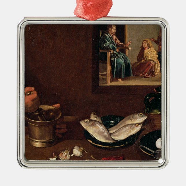Kitchen Scene with Christ Metal Ornament (Front)