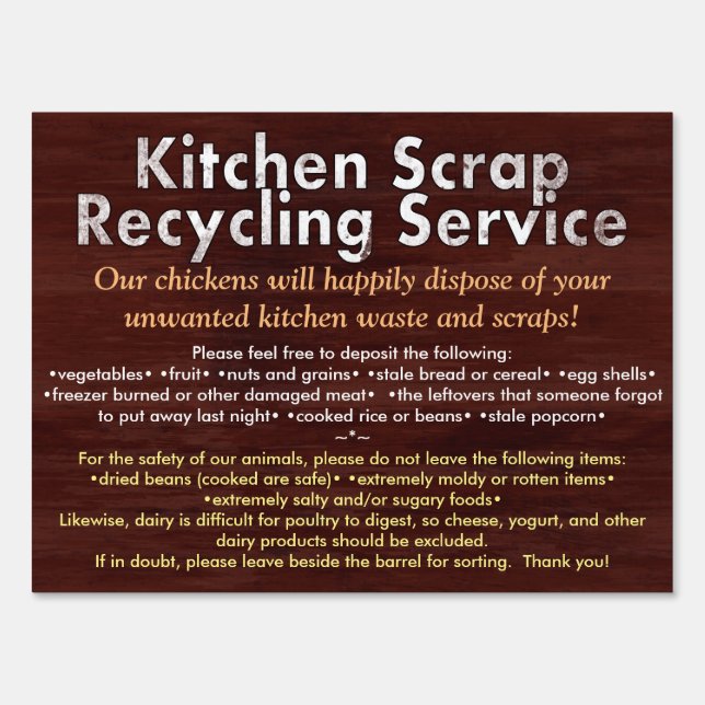 Kitchen Scrap Recycling Sign (Front)