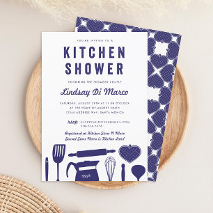 Kitchen Shower   Bridal Shower Navy Blue Invitation