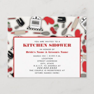 Kitchen Shower Invitation - Red & Black