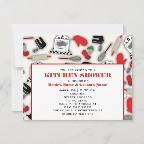 Kitchen Shower Invitation - Red &amp; Black