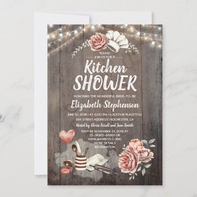 Kitchen Shower - Rustic Country Bridal Shower Invitation (Front)