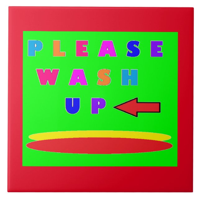 Kitchen sign message with words ceramic tile (Front)