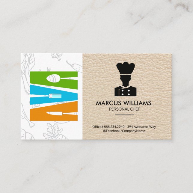 Kitchen Silverware | Chef Logo Business Card (Front)