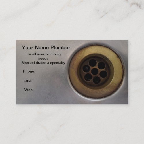 Kitchen sink close up drain plumber perfect business card