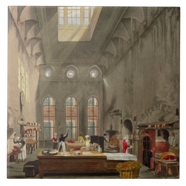 Kitchen, St. James's Palace, engraved by William J Ceramic Tile (Front)