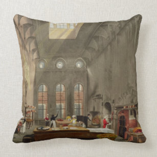 Kitchen, St. James's Palace, engraved by William J Throw Pillow