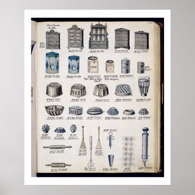 Kitchen storage and utensils from a trade catalogu poster (Front)