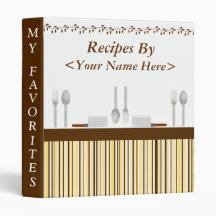 Kitchen Stripes Brown Recipe Binder