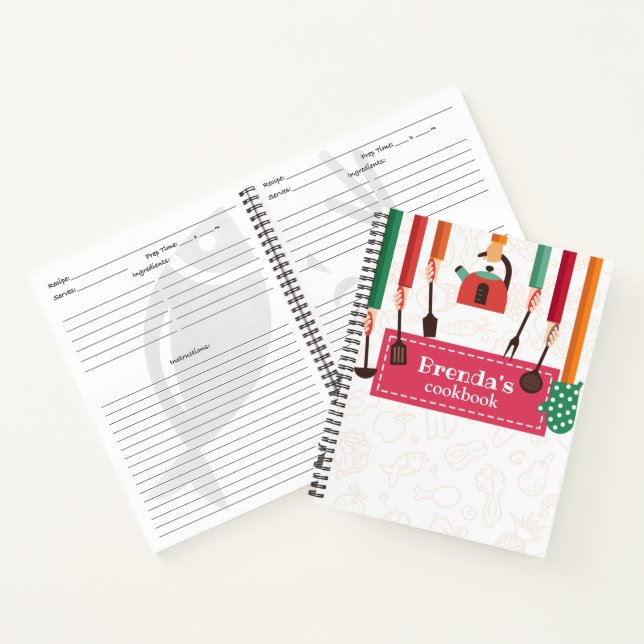 Kitchen Stuff Pink Recipe Spiral Notebook (Inside)