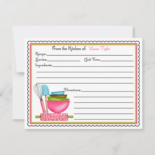 Kitchen Supplies Baking Cooking Recipe Cards (Front)