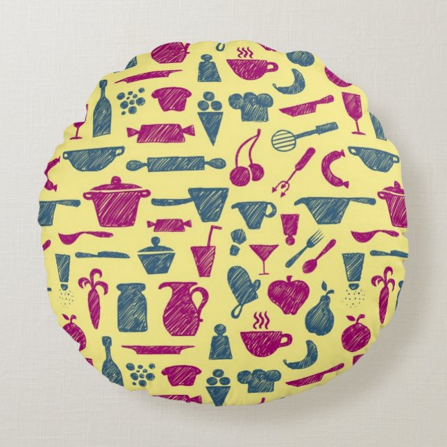 Kitchen supplies round pillow (Front)