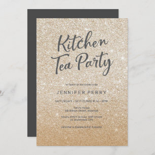 Kitchen Tea Party Invitation - GOLD glitter